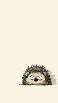 A curious hedgehog peeks over a ledge with wide, startled eyes A curious hedgehog peeks over a surface with wide eyes