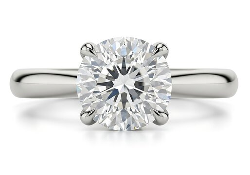 A large diamond solitaire ring on a white background
