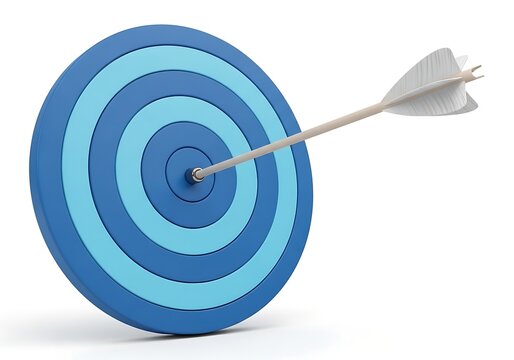 A blue target with an arrow hitting the bullseye