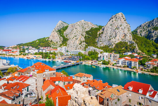Omis, Croatia. Dalmatia Coast panorama at Adriatic Sea