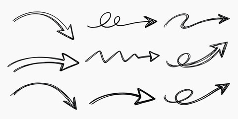 Obraz premium Hand-drawn arrows sketch illustration vector set
