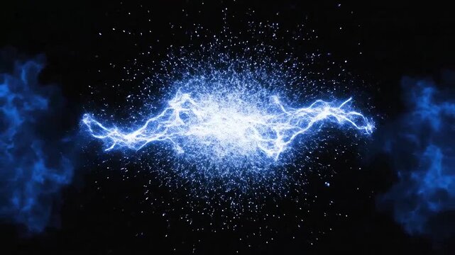A bright blue electrical discharge glowing against a dark background