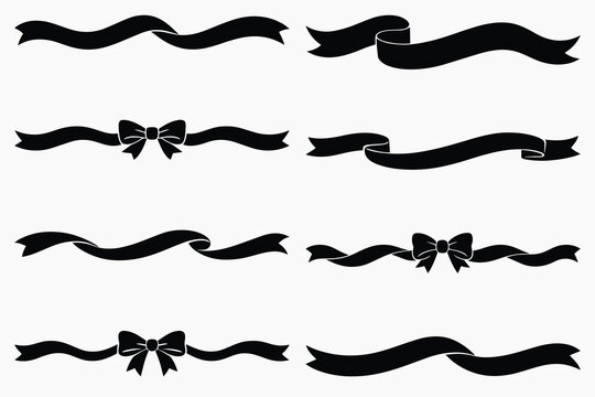 Elegant black ribbon designs, vector element set