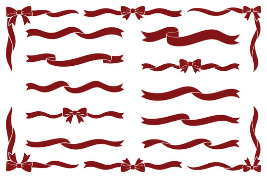 Elegant red ribbon banner collection vector
