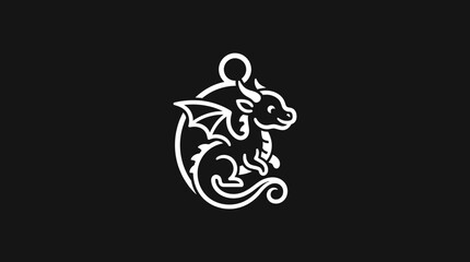 Fototapeta premium Cute Baby Dragon Pendant With Loop