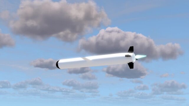 Military missile rocket launch air fly on cloudy sky able to loop endless 4k