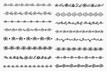 Obraz premium Hand-drawn vine border illustration, vector element set