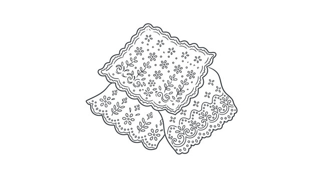 Elegant Vector Handkerchiefs with Floral Lace Edges