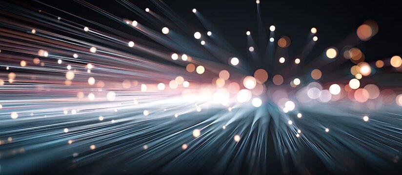 Abstract light beams and bokeh particles creating a dynamic, futuristic scene