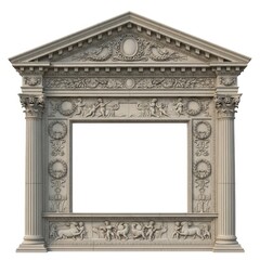 Obraz premium Classical Greek Stone Archway Ornate Reliefs Temple Facade