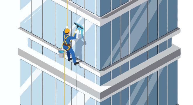 Exterior Window Cleaning High Rise Maintenance Concept