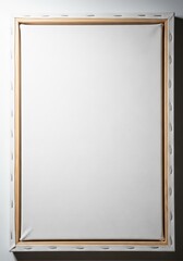Fototapeta premium A fresh, clean, and completely empty white cotton canvas prepared on a sturdy wooden frame, suggesting new beginnings and infinite artistic possibility, stretch, clean, white