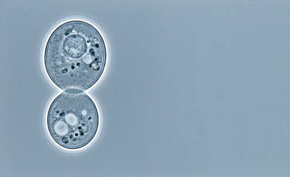 Yeast Cells Under Microscope, Budding Microbial Morphology, Laboratory Science