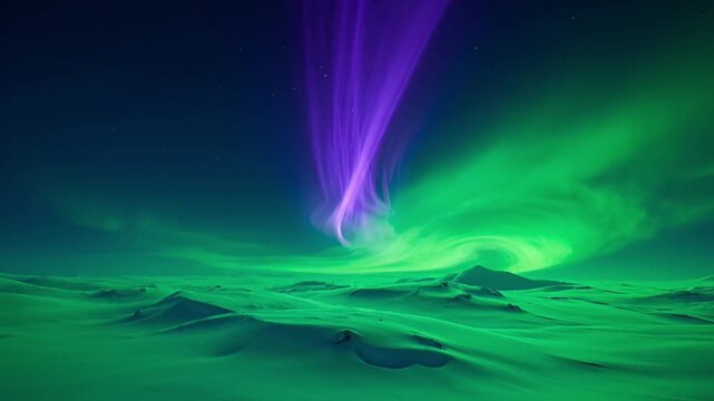 Aurora Borealis Dancing Above a Snowy Polar Landscape