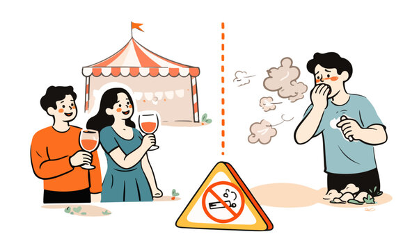 No Smoking Illustration, Smoke Free Zone Public Health Campaign