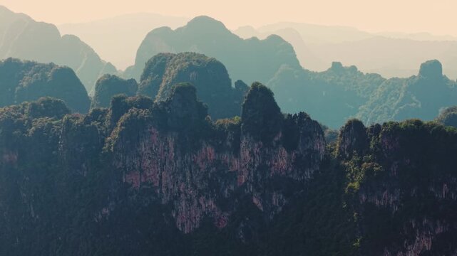Khao Sam Kloe in national park Cheow Lan Lake, Thailand Aerial view.