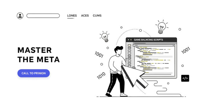 Master Meta Game Development Landing Page UI Design Code Script Programming Web Application Hero Header Section