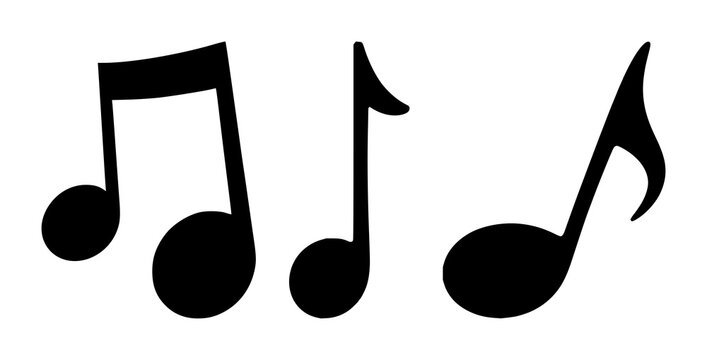 Music note set with black silhouette design featuring quaver, crotchet, melody with harmony and rhythm