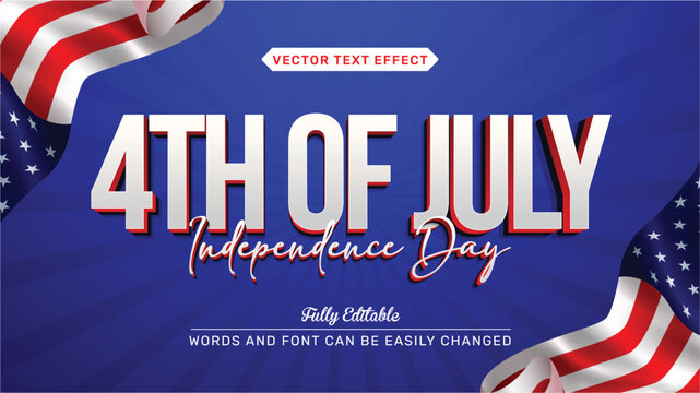 Editable text effect 4th of july american independence day
