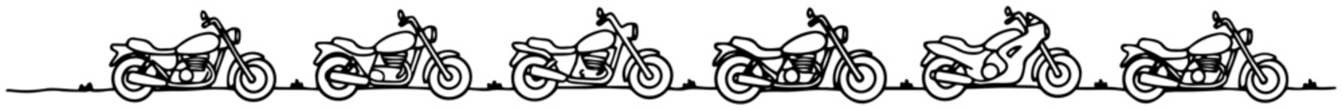 Classic motorcycle border pattern in minimalist line art style