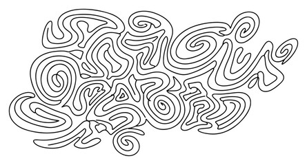 Fototapeta premium Abstract maze pattern made of continuous squiggly lines in minimalist line art style