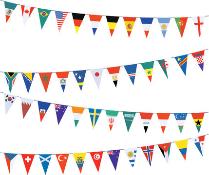 Garlands with pennants in the colors of the participating teams
