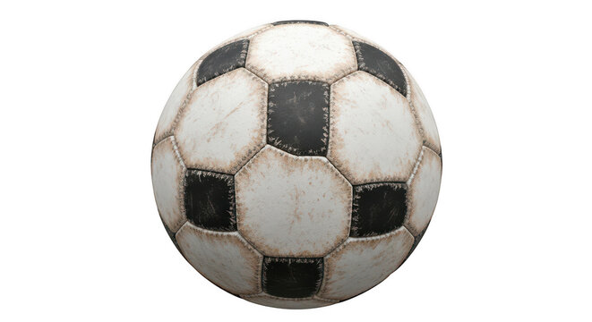Classic black and white soccer ball with pentagonal and hexagonal patterns isolated on transparent background png