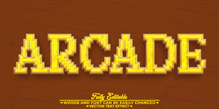  Arcade Retro Neon Game Pixel Vector Fully Editable Smart Object Text Effect