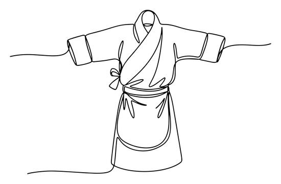 Traditional tibetan chuba robe garment in continuous line art style