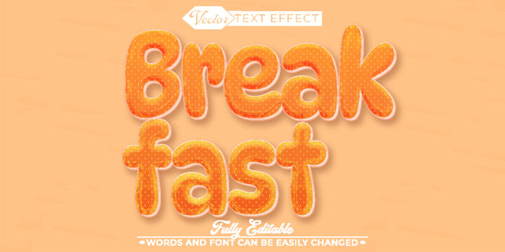 Breakfast Morning Fresh Food Energy Vector Fully Editable Smart Object Text Effect