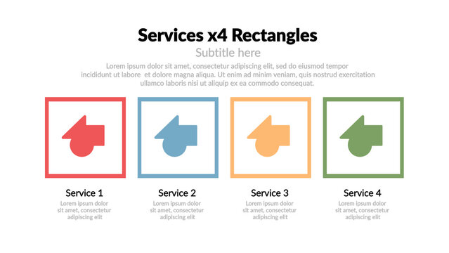 Services x4 Rectangles &ndash; Business Services Presentation, Company Offerings and Features Animation, Modern Corporate Infographic for Marketing and Promotion