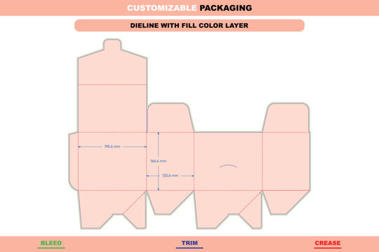 Customizable flip top boxes, auto lock bottom dieline, die cut template, printable packaging template, and printable structural folds accurate die line design