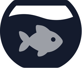 Fototapeta premium Flat Simple Aquarium Fishbowl Pet with Freshwater Fish Illustration Icon
