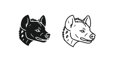 Fototapeta premium African Wild Dog vs Grey Wolf Sketch Guide Vector