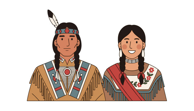 Indigenous couple in traditional clothing portrait celebrating cultural heritage