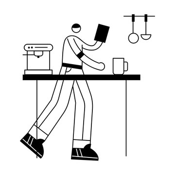 A sketchy illustration showing a character watching recipe