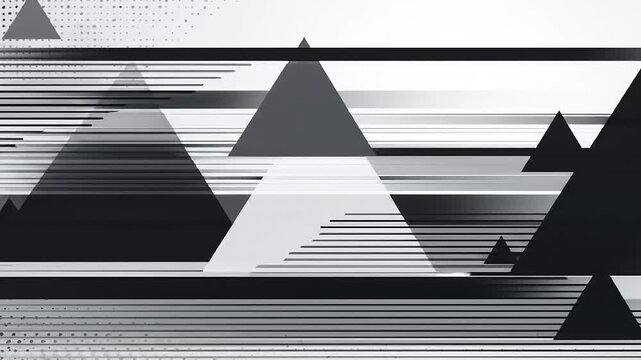 Dynamic abstract composition with overlapping geometric triangles and horizontal lines