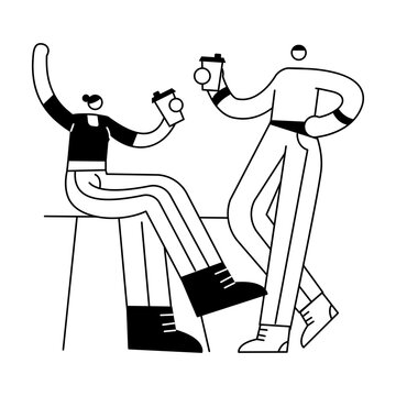 A doodle illustration depicting friends talk