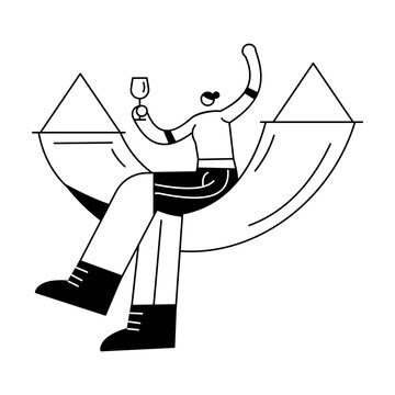 A hand drawn illustration showing a character resting in hammock