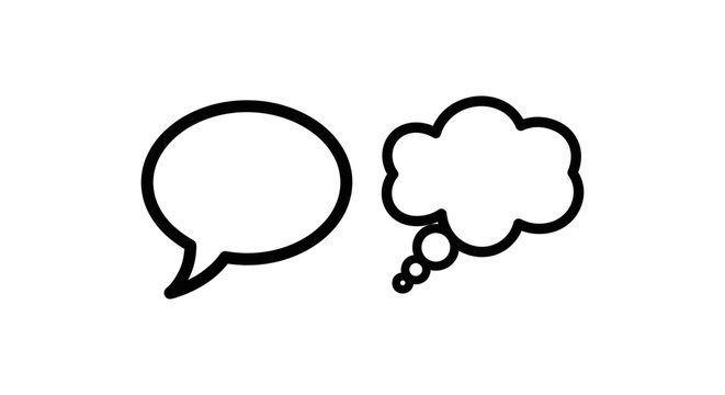 Speech bubble and thought cloud icons with dialogue conversation communication question thinking illustration collection