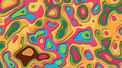 Fototapeta premium Colorful abstract organic pattern with vibrant fluid shapes and layered contour design ideal for modern backgrounds, posters, branding, packaging and digital art