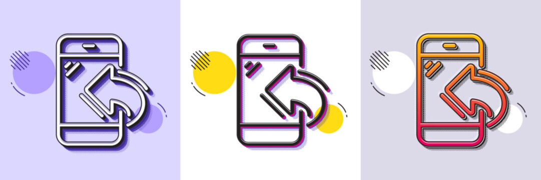 Call center service line icon. Halftone dotted pattern. Gradient icon with grain shadow. Incoming phone call sign. Feedback symbol. Line incoming call icon. Various designs. Vector