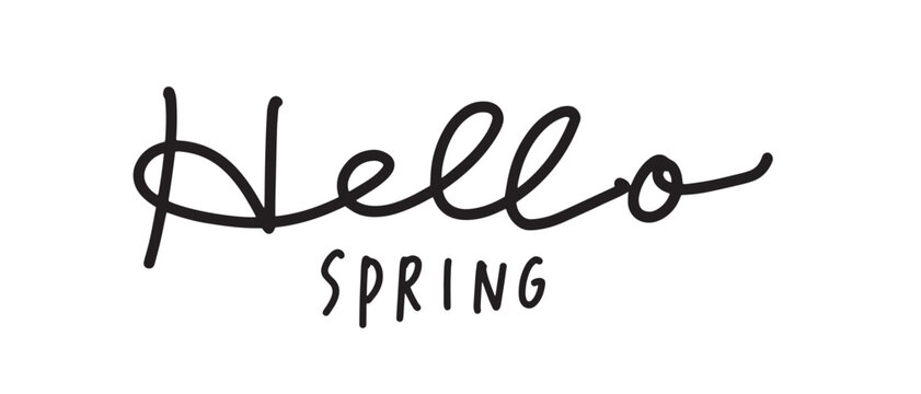 Hello Spring handwritten lettering with simple minimalist design