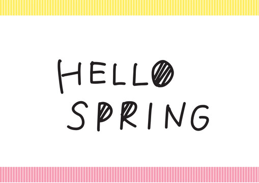 Hello Spring hand drawn lettering with colorful border accents