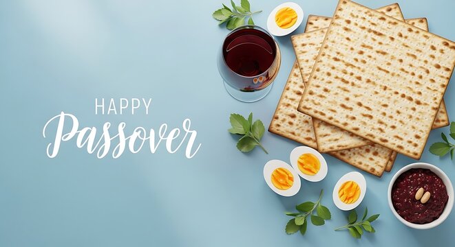Passover seder plate matzah charoset eggs and herbs for a festive celebration