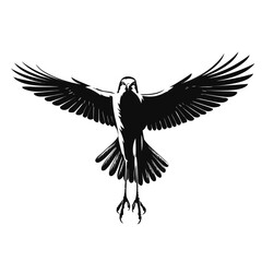 Fototapeta premium Black bird, flying eagle, wings spread wide, silhouette icon