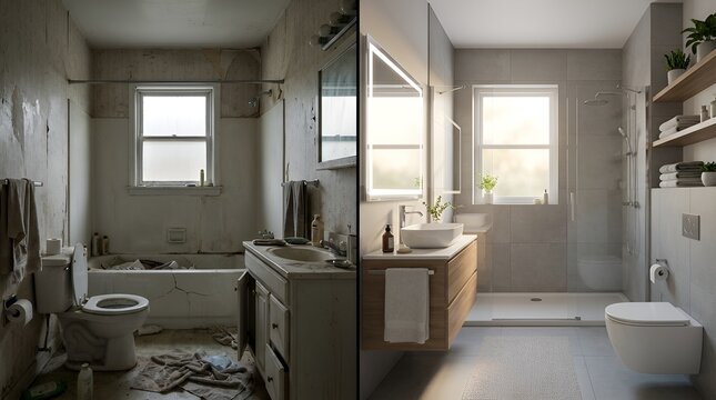 Transformation of a Small Bathroom from Cluttered to Modern and Minimalist Design