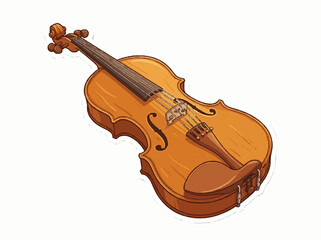 Fototapeta premium An elegant violin sticker with refined curves and warm tones, illustrated in clean vector style