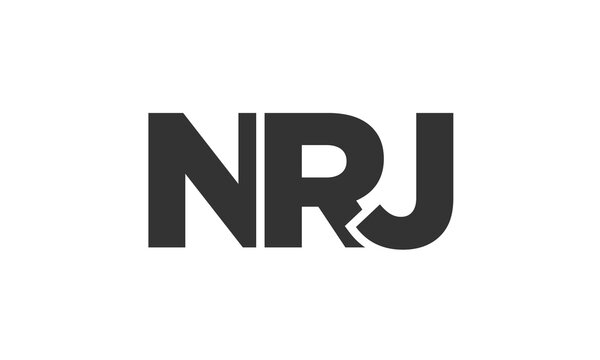NRJ logo design template with strong and modern bold text. Initial based vector logotype featuring simple and minimal typography. Trendy company identity.