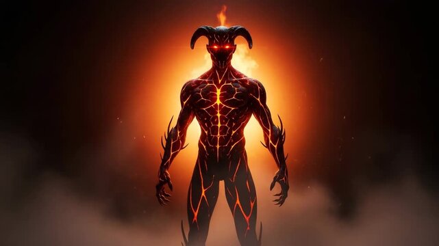 Massive Lava Golem Monster with Glowing Core